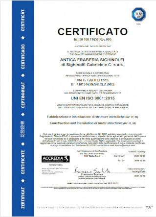 Certificato Uni En Iso 9001:2015